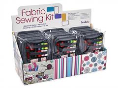 SEWING KIT FABRIC - 18PC DISPLAY, COMPLETE KIT W ZIP CASE 3 DESIGN X 6EA